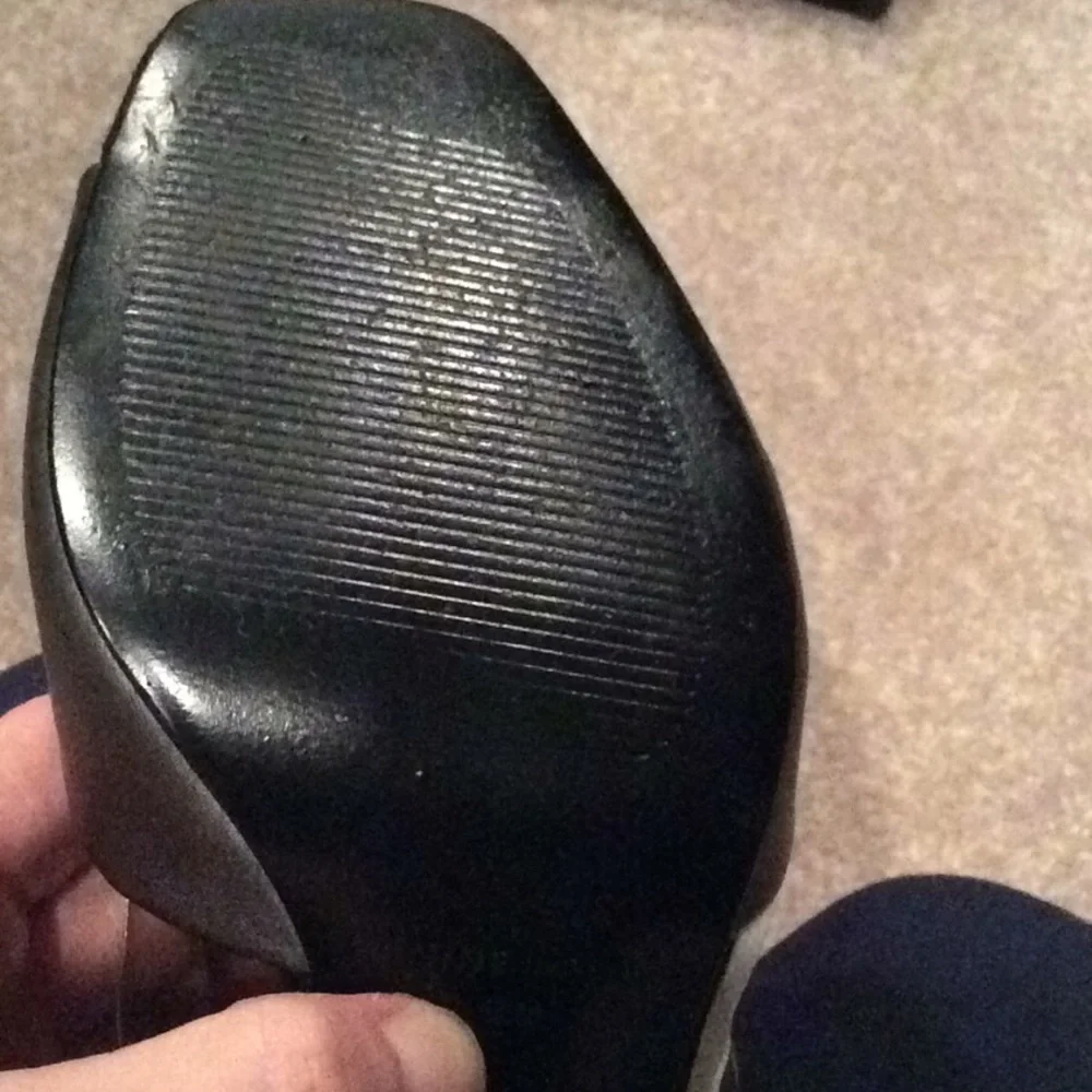 Nine west black suede heels, gray satin, new, 9.5